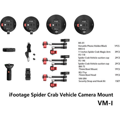 Ifootage Spider Crab VM-1 for Camera Mount Suction Adjustable Car Mount System VM-1