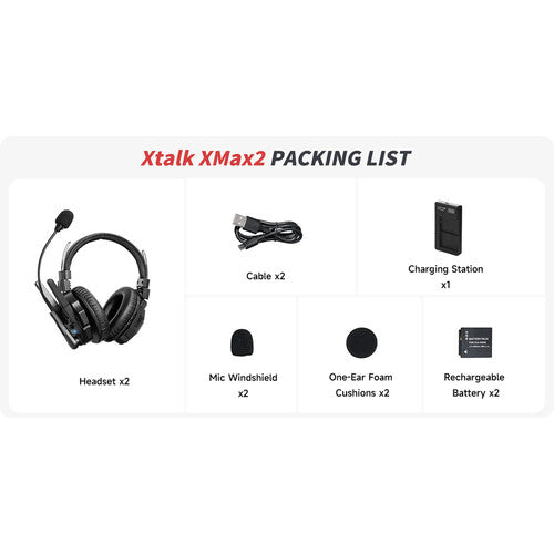 Synco Xtalk XMax2 Wireless Intercom with 2 Dual-Ear Headsets