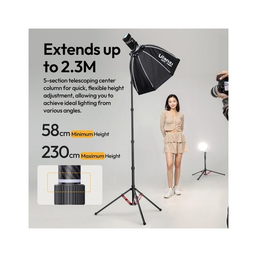 Ulanzi T230 Carbon Fiber Reversible Leg Light Stand Tripod Selfie Stick Boom Arm