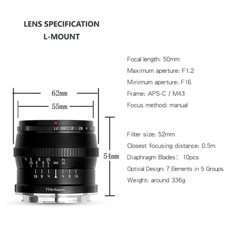 TTartisan 50mm F1.2 For Leica L Mount