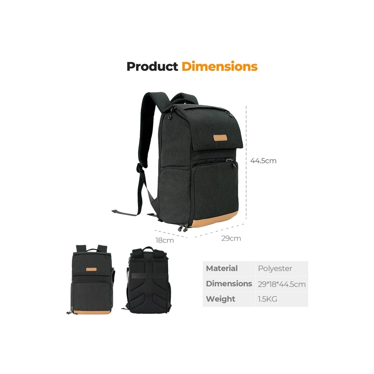 K&F Backpack 22L Nature Wander 11 (Black)Tas Kamera Backpack