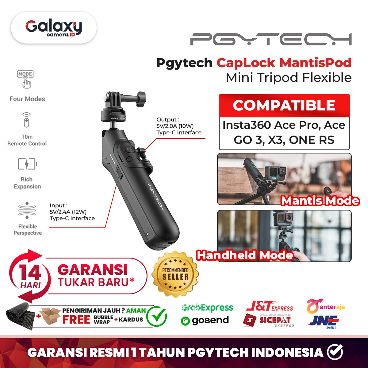 PGYTECH CapLock MantisPod Power GoPro Go Pro Edition & Insta360 Insta 360 Edition