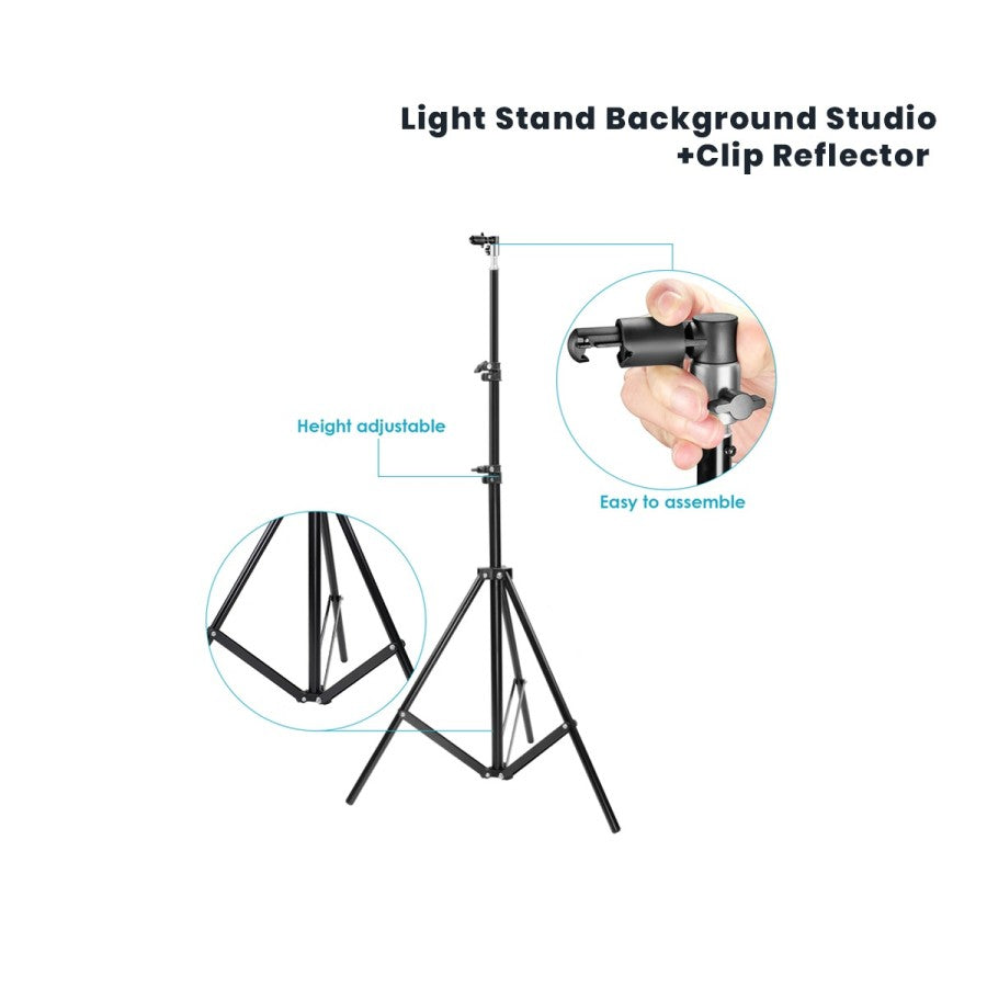 Light Stand + Clip Reflector Background Studio