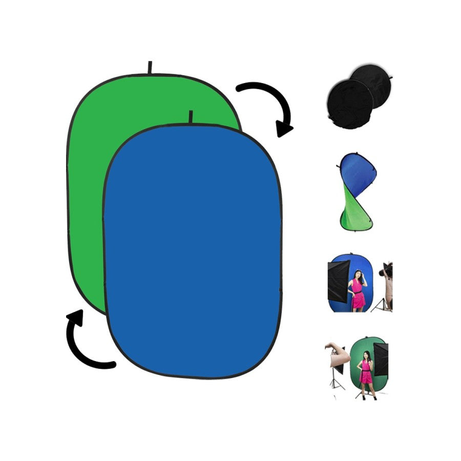 Collapsible 1.5 x 2.1 Meter Chromakey Green + Blue Screen Background