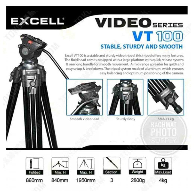 Excell VT 100 Professional Video Tripod