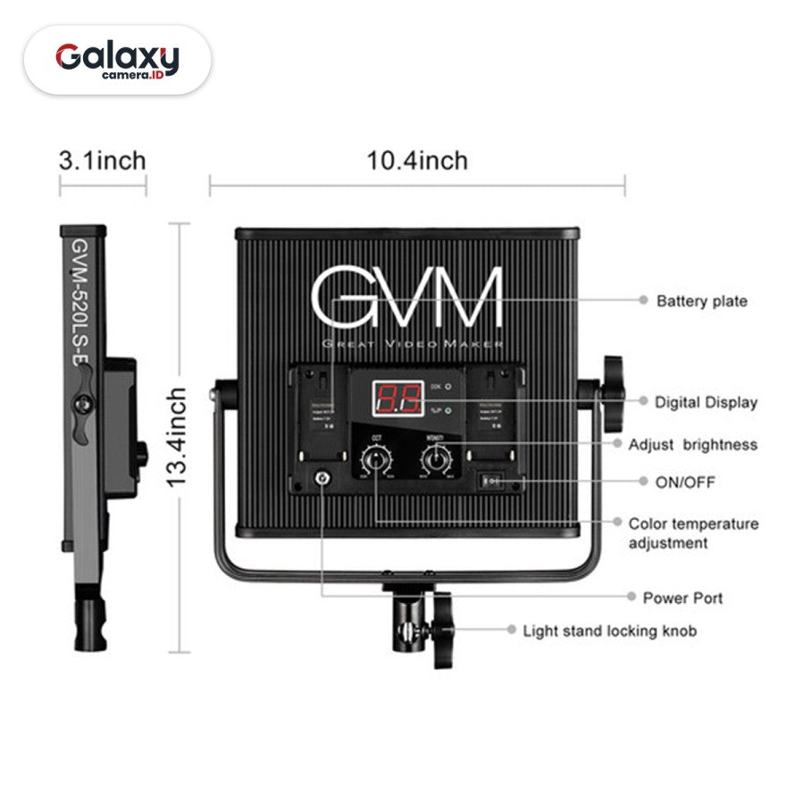 GVM-520LS-B Bi-Color LED Video Light 3200K~5600K CRI & TLCI 97+