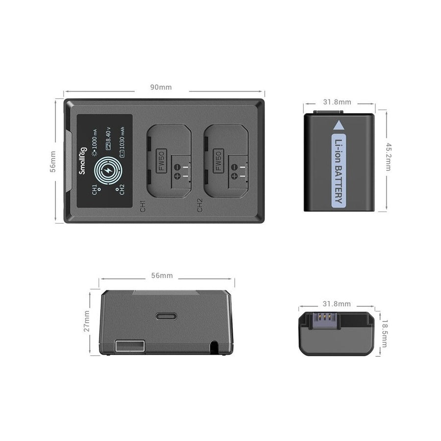 Smallrig Camera Battery and Charger Kit for Sony NP-FW50