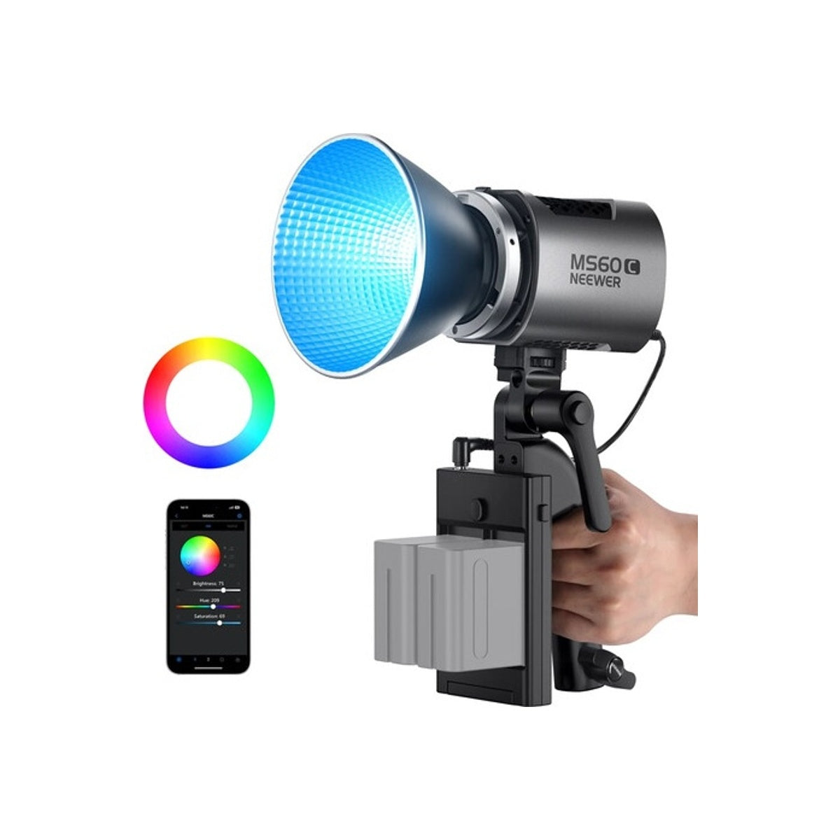Neewer MS60C / MS60B RGB Bi-Color LED Video Light Handheld MS60 C / B Spotlight Garansi Resmi