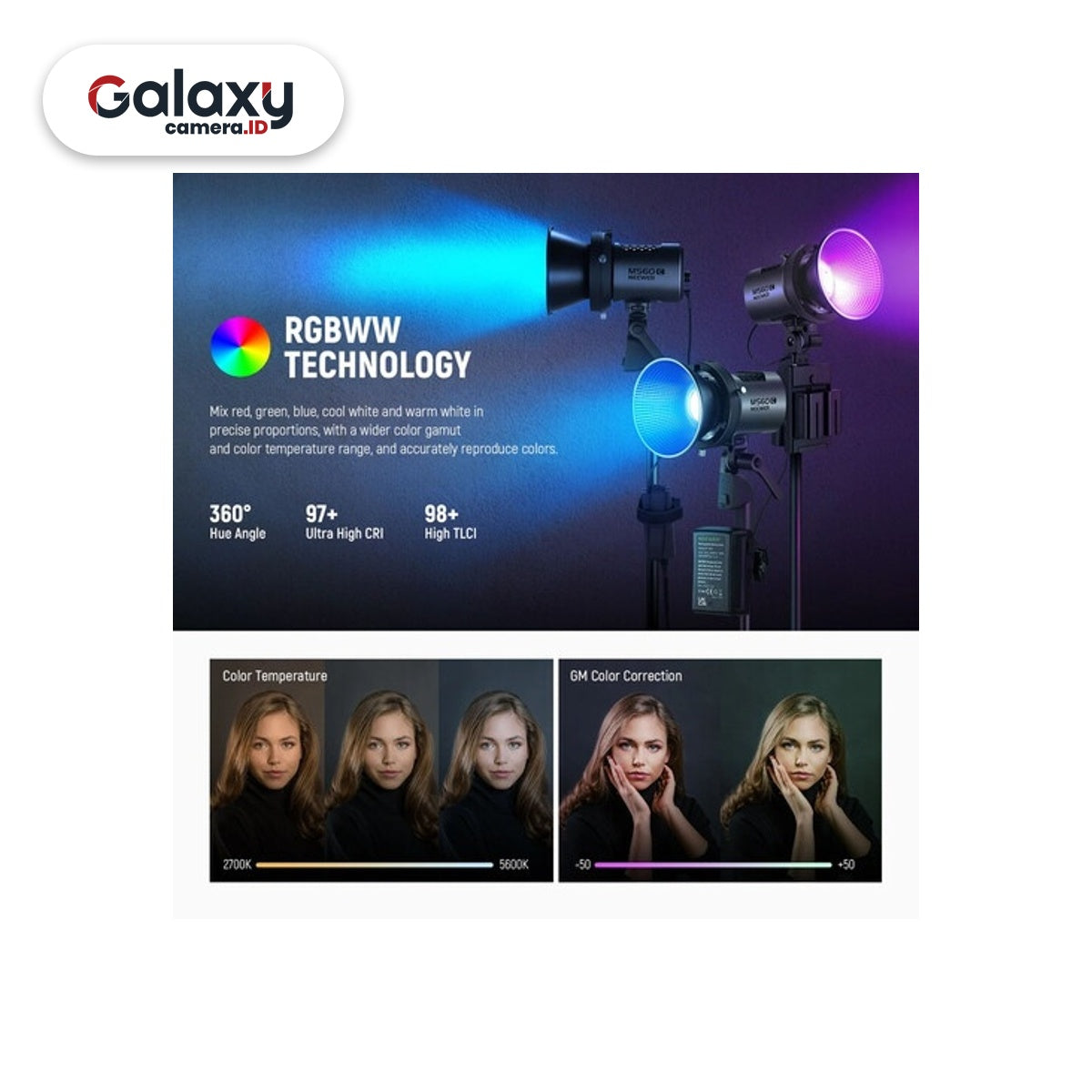 Neewer MS60C Bi-Color RGB LED Monolight Studio Lighting MS 60 C Video Light Resmi