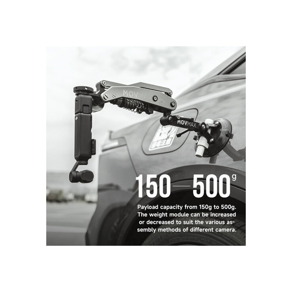 Movmax BLADE ARM Car Mount with Vibration Reducing Arm for Action Camera