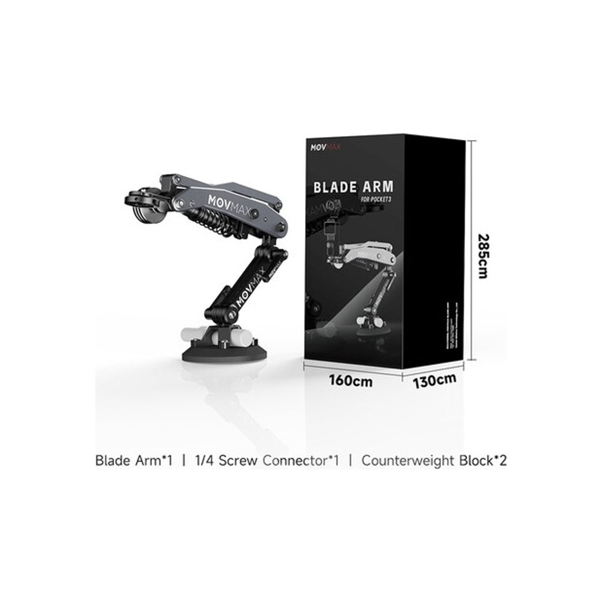 Movmax BLADE ARM Car Mount with Vibration Reducing Arm for Action Camera