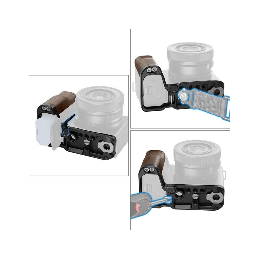 SmallRig 4864 L-Shape Mount Plate with Wooden Handle for Sony ZV-E10 II