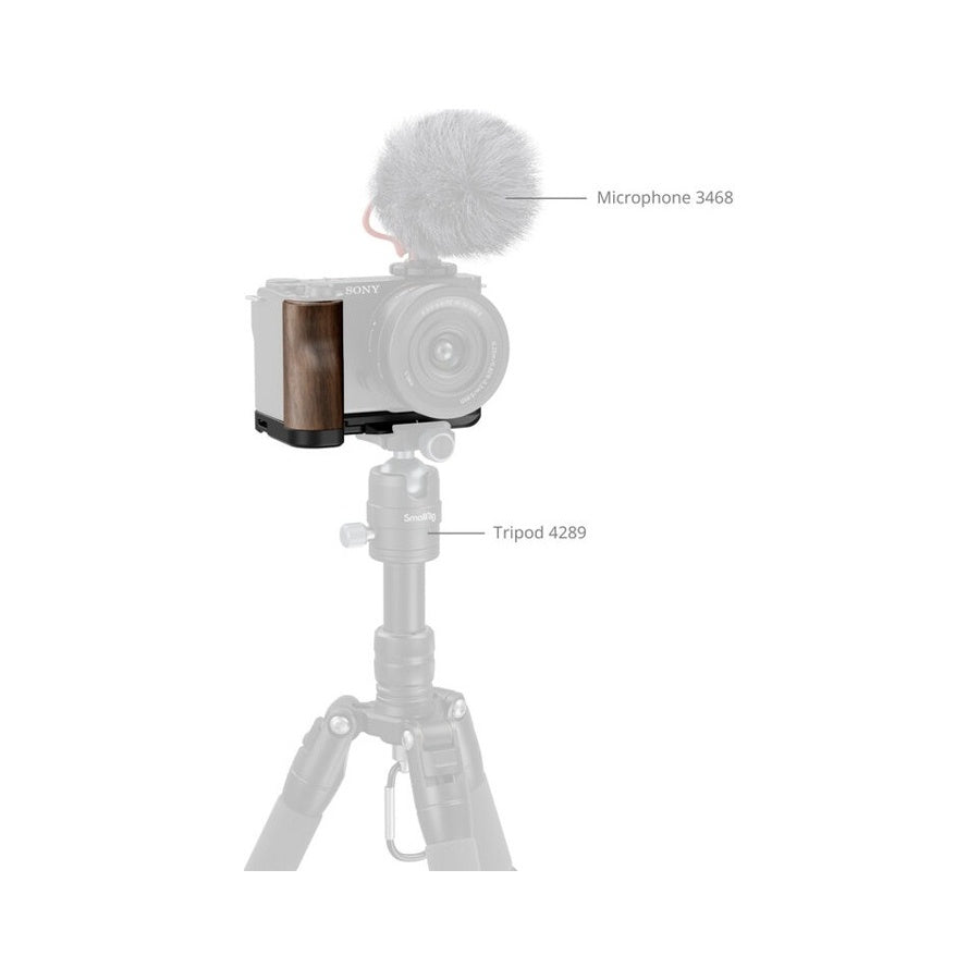 SmallRig 4864 L-Shape Mount Plate with Wooden Handle for Sony ZV-E10 II
