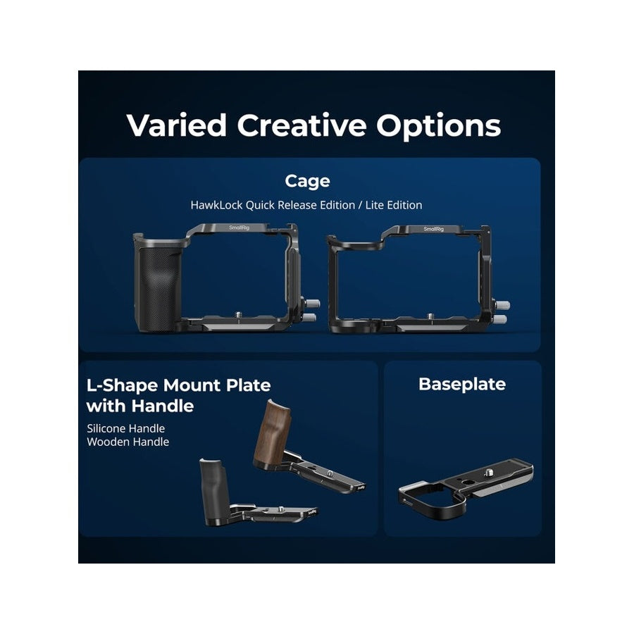 SmallRig 4864 L-Shape Mount Plate with Wooden Handle for Sony ZV-E10 II