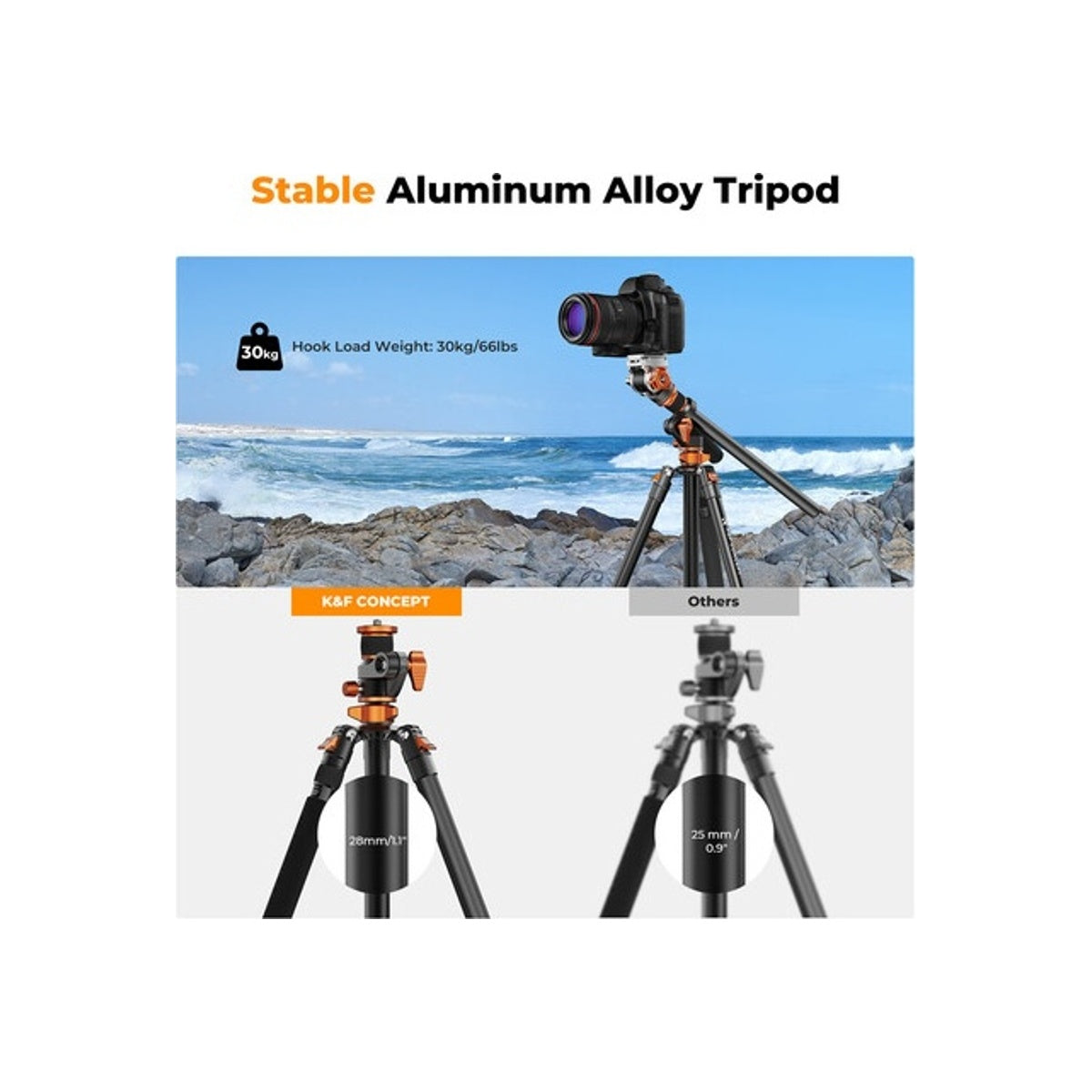 K&F Concept T254A7 Video Tripod with FH-03 Fluid Head