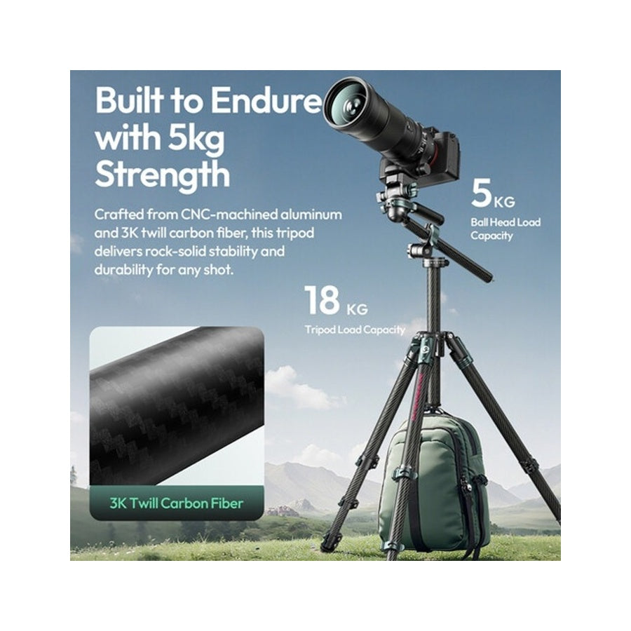 Ulanzi GlideGo JJ06 Carbon Fiber Travel Video Tripod with UKA Quick Release Head