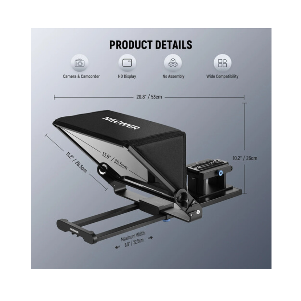 Neewer X14 III Aluminum Portable Remote Teleprompter 14 Inch For Camera Neewer X 14 III Teleprompter