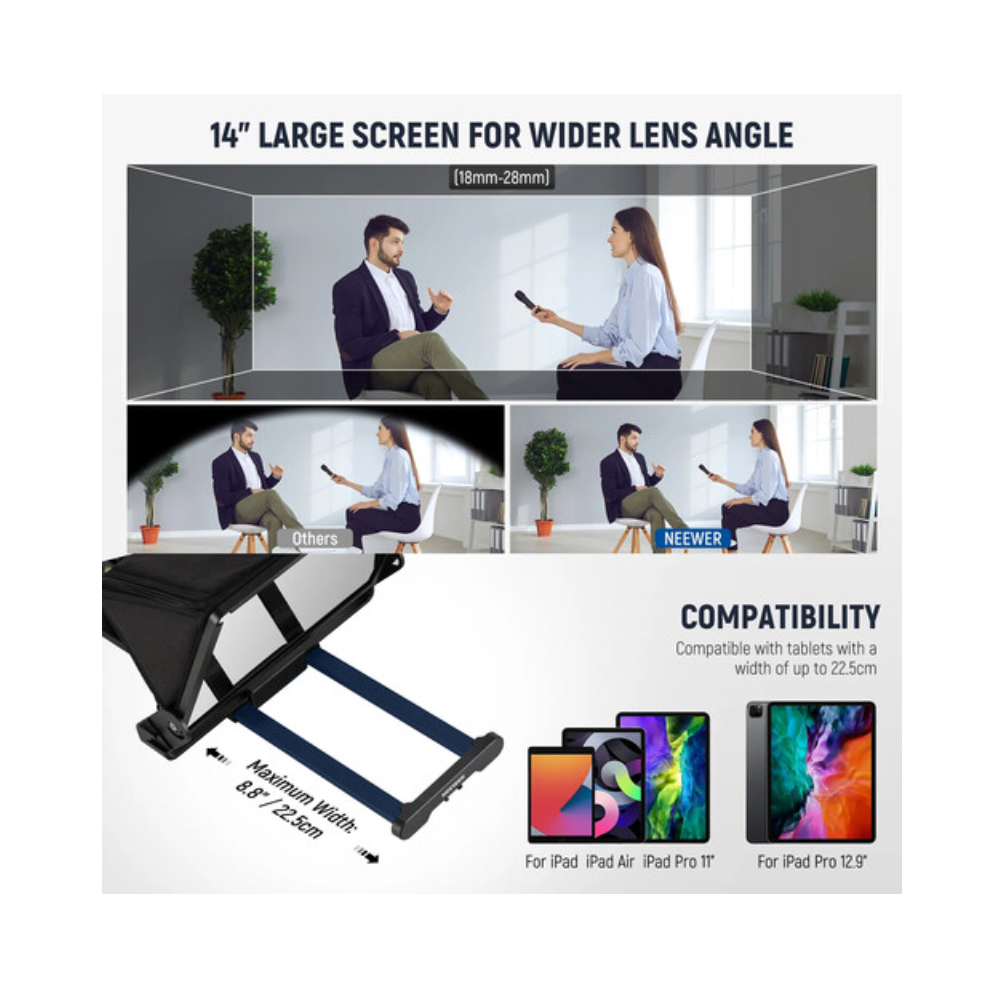 Neewer X14 III Aluminum Portable Remote Teleprompter 14 Inch For Camera Neewer X 14 III Teleprompter