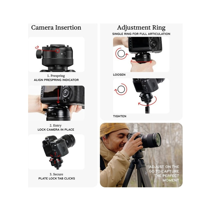 PEAK DESIGN PRO TRIPOD BLACK Carbon Fiber Tripod Camera with Ball Head Carbon Fibre Peak Design PT-S-BK-1
