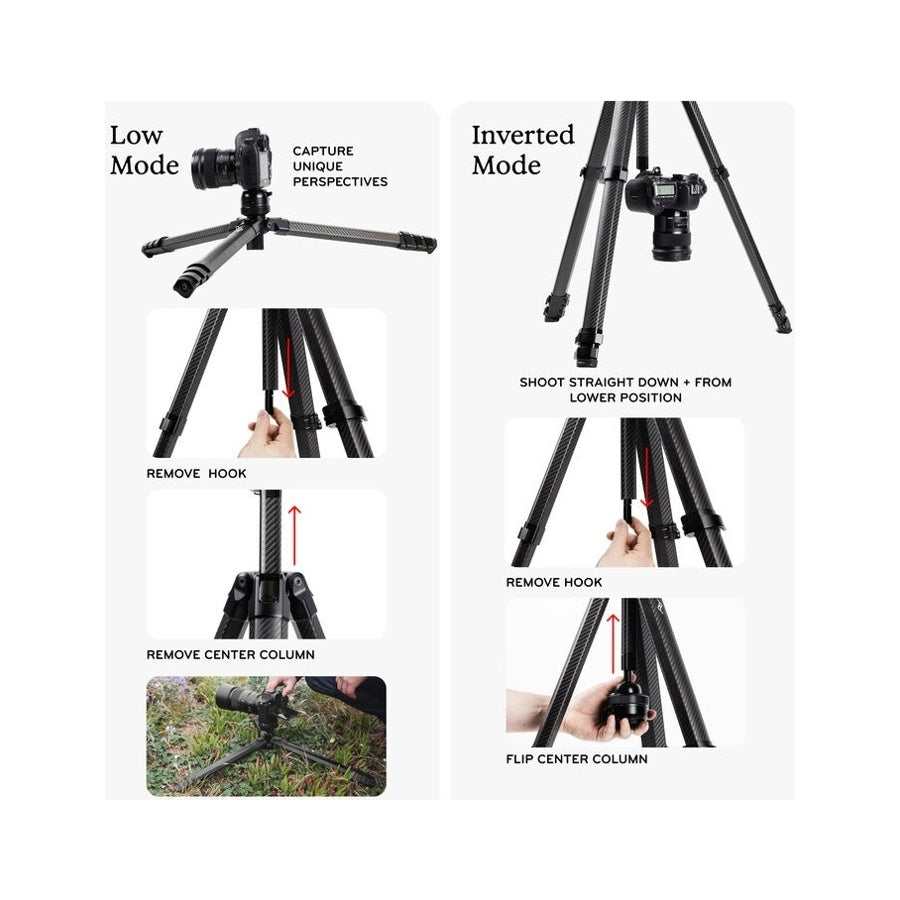 PEAK DESIGN PRO TRIPOD BLACK Carbon Fiber Tripod Camera with Ball Head Carbon Fibre Peak Design PT-S-BK-1