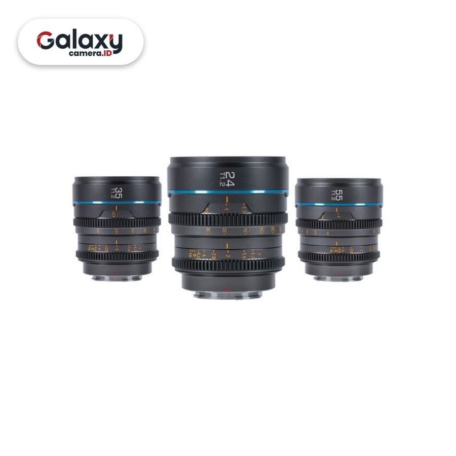 Lensa SIRUI Nightwalker 24mm + 35mm + 55mm T1.2 S35 Cinema Lens Resmi