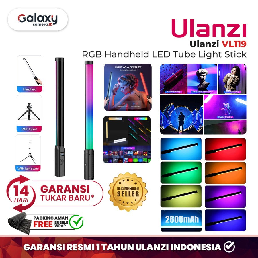 Ulanzi VL119 RGB Handheld Lampu LED Tube Light Stick Garansi Resmi
