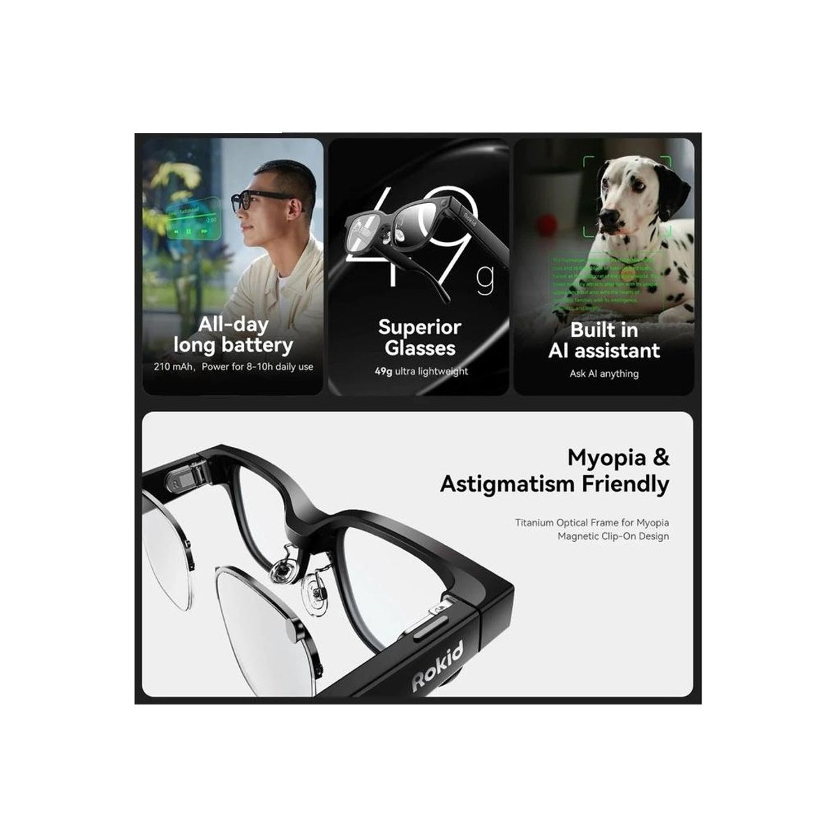 Rokid AI Glasses Smart Wearable AI & AR POV Camera