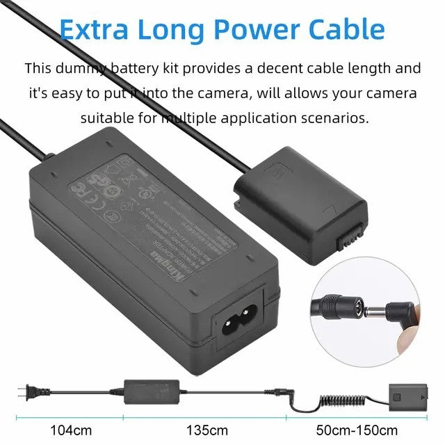 KINGMA Dummy NP-FW50 Battery Kit AC Power Adapter For Sony