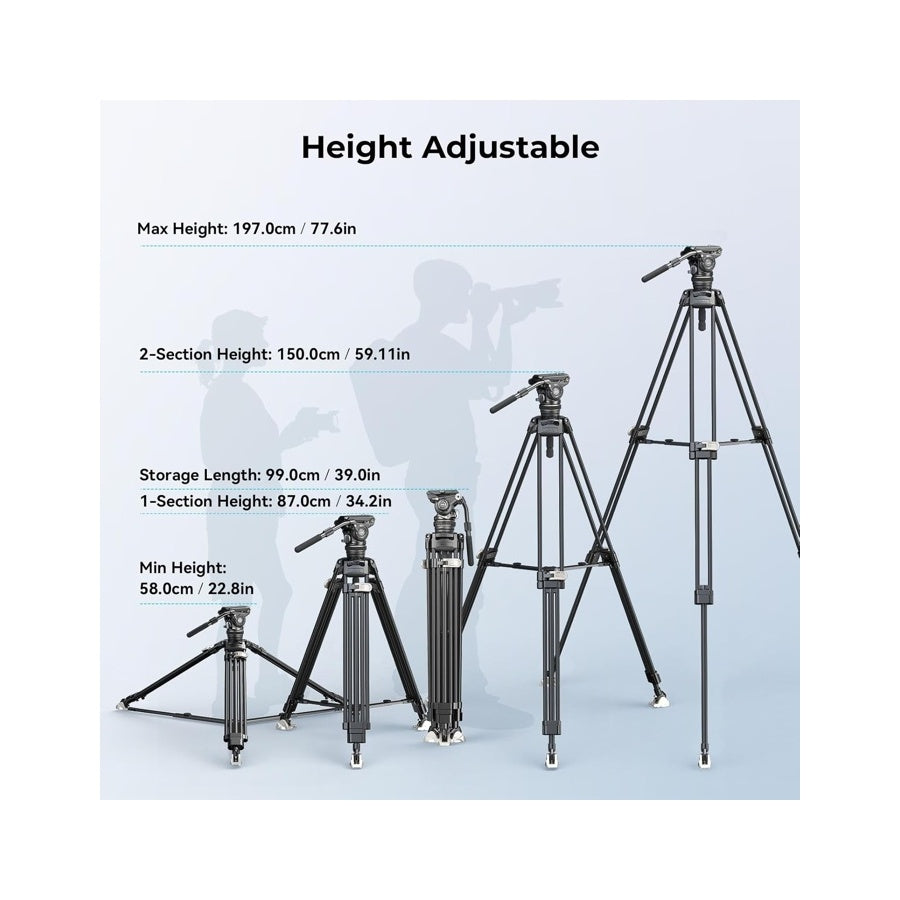 SmallRig 4463 Heavy-Duty Carbon Fiber Tripod Kit AD-120