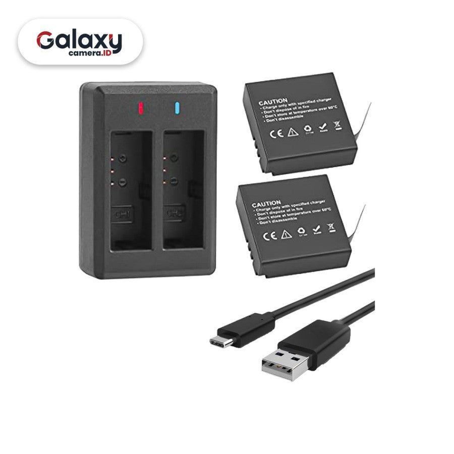 Akaso Battery Kit for Brave 7 2 Baterai + Dual Slot Charger Original