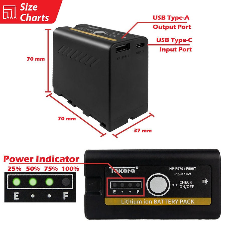 Takara Battery for Sony NP-F750 F770 F970 F990T F960 F550