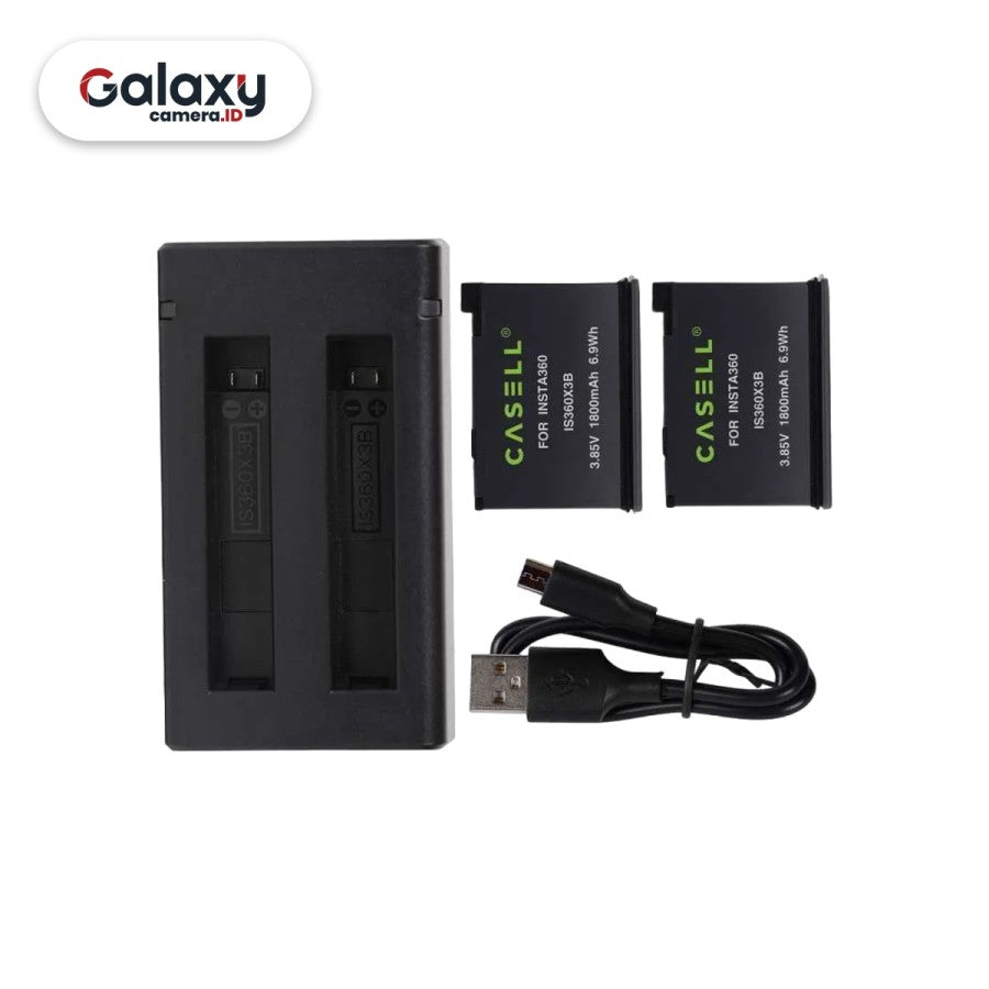 Casell Dual Battery Charger for Insta360 X3 2 Pcs