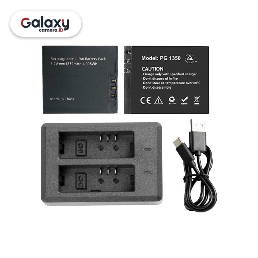 Akaso Battery Kit for Brave 7 2 Baterai + Dual Slot Charger Original