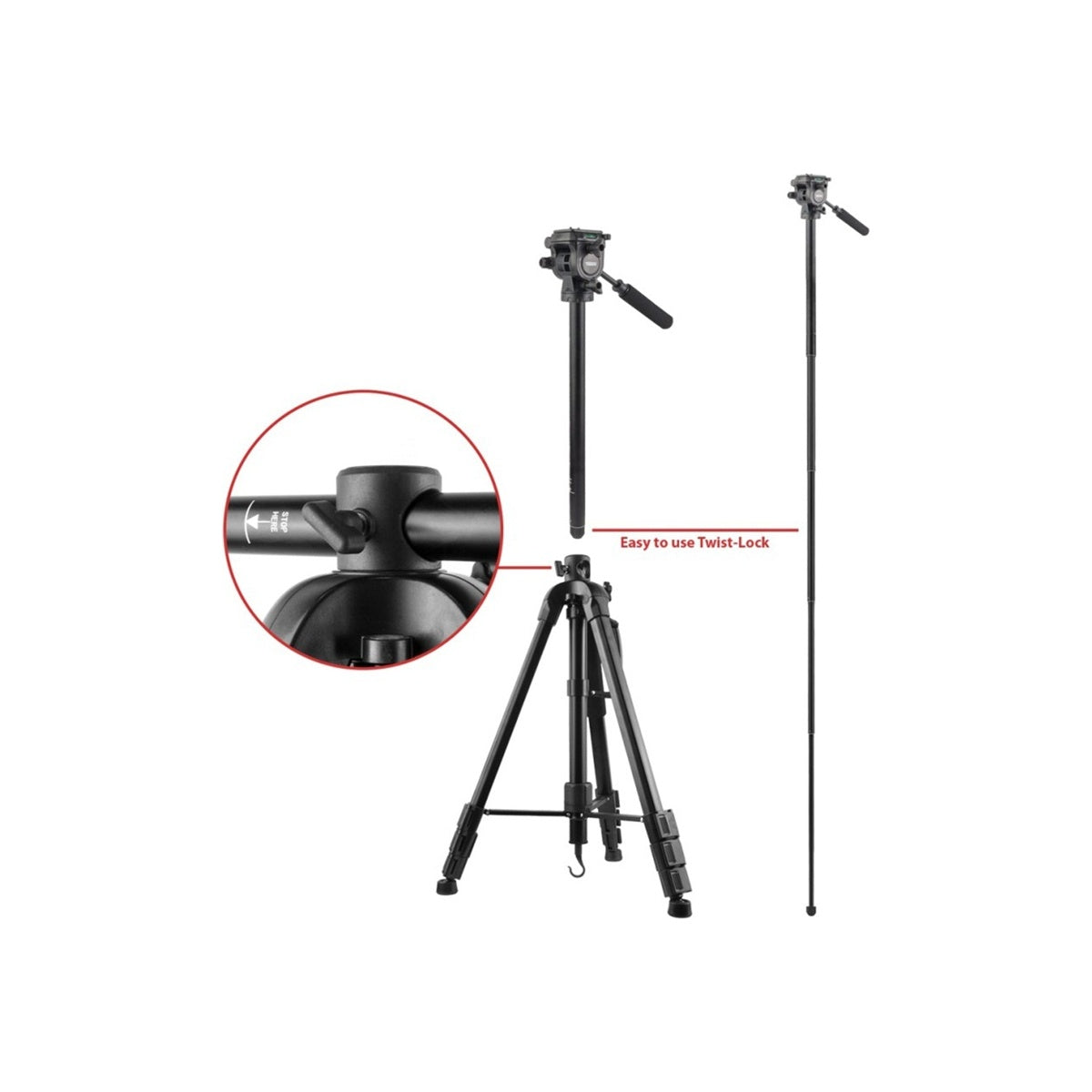 Takara TMB-30 Flatlay Tripod Monopod with Fluid Video Head TMB30 Resmi