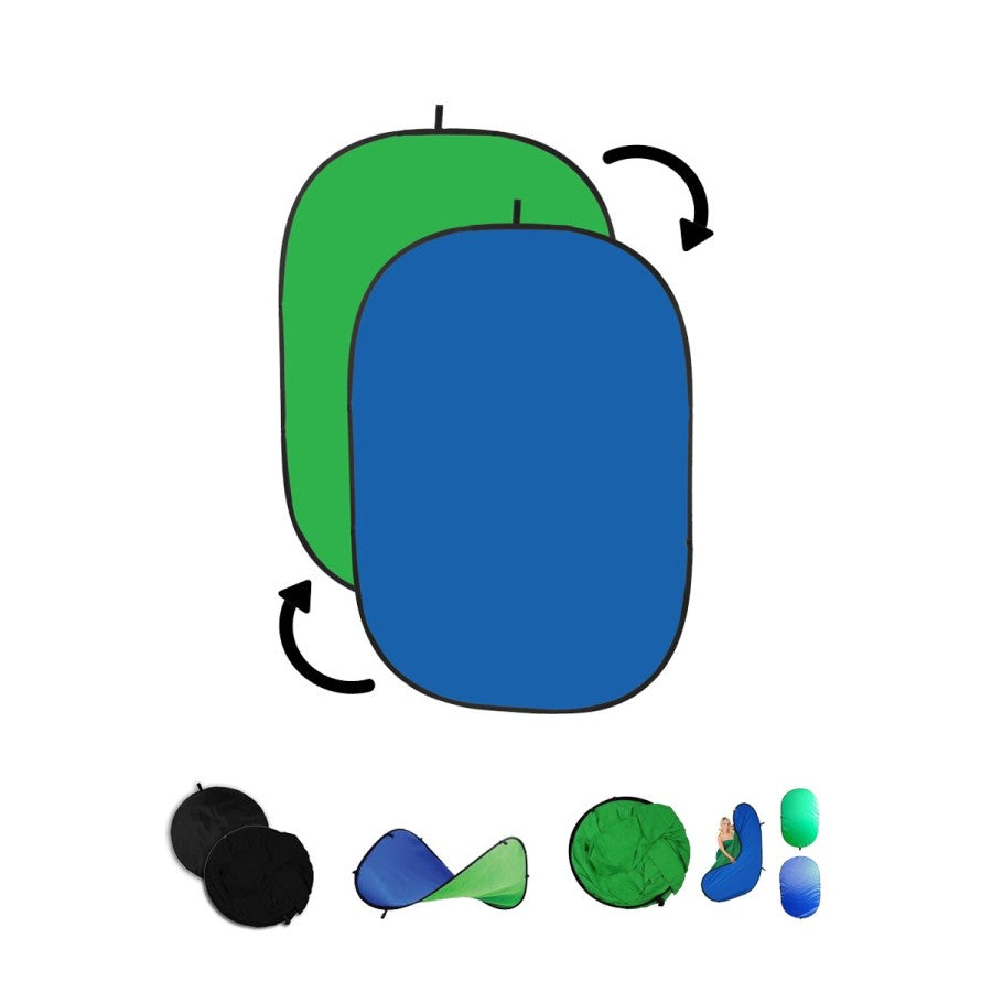 Collapsible 1.5 x 2.1 Meter Chromakey Green + Blue Screen Background