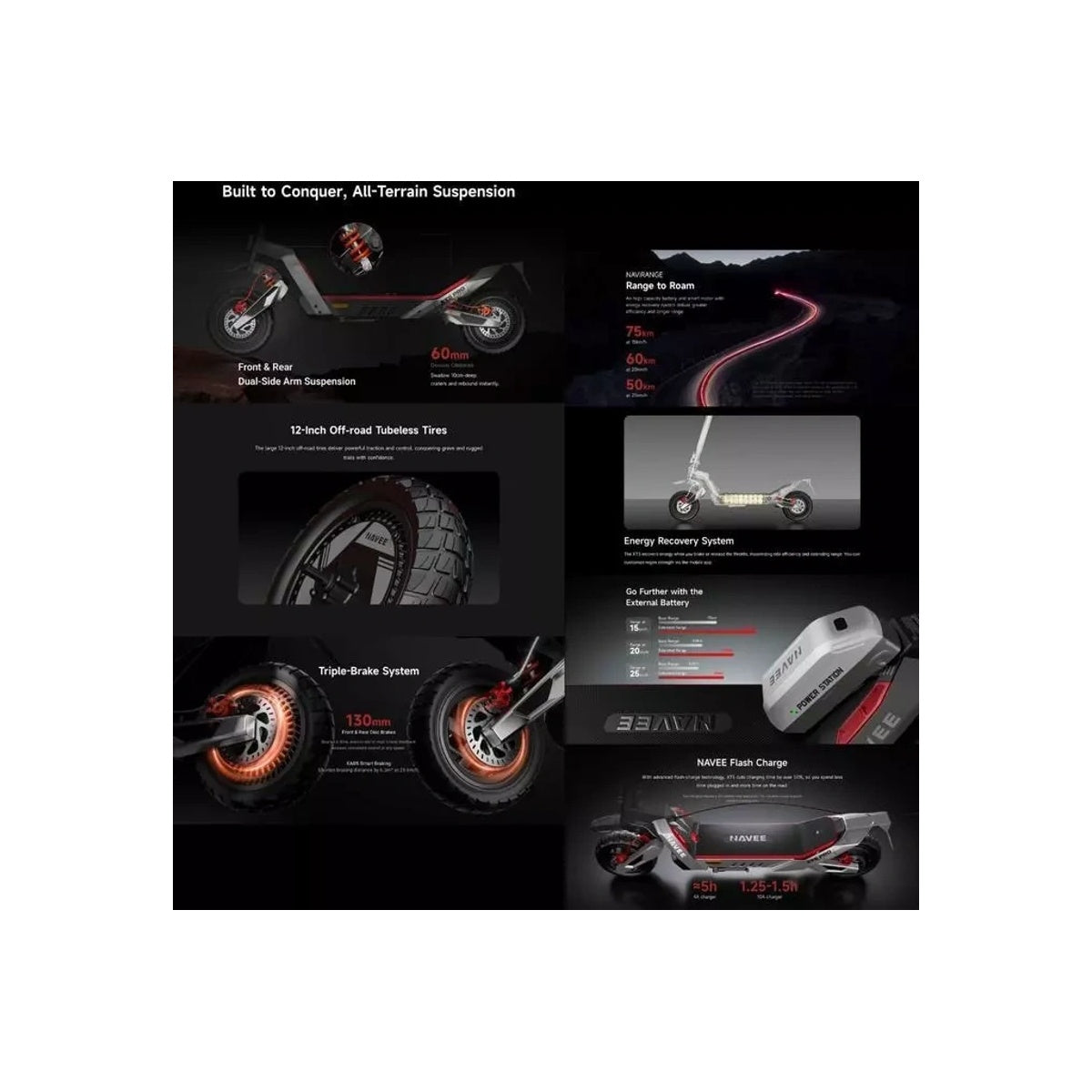 NAVEE XT5 Pro Electric Scooter Off Road 2200W 75Km TCS