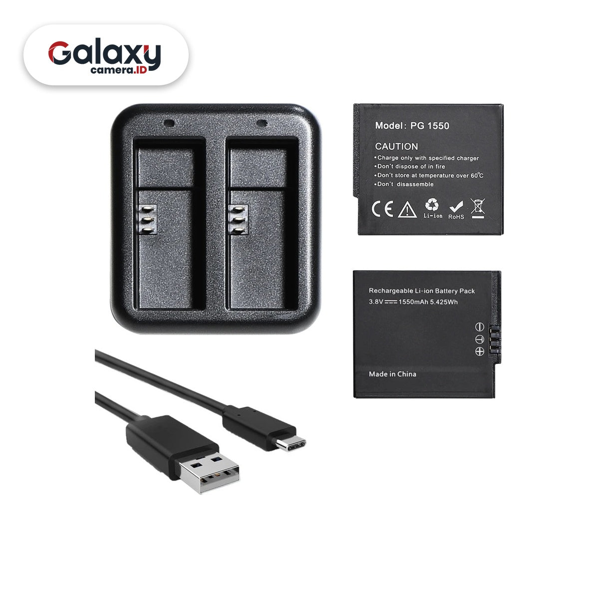 AKASO Brave 8 Dual Charger + 2 Battery Original