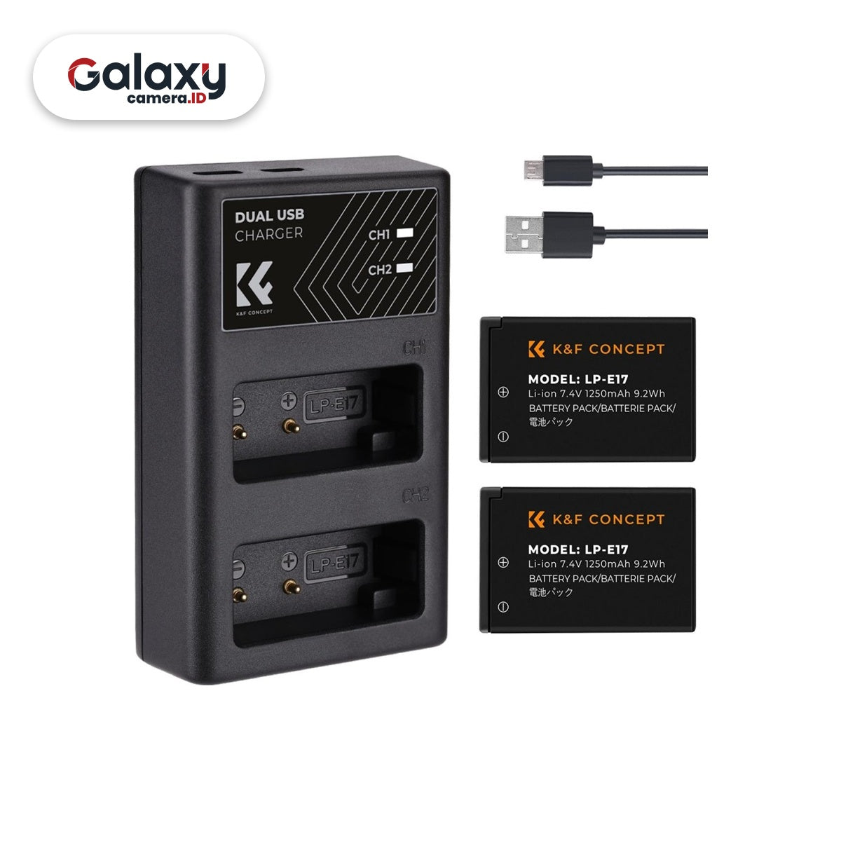 KNF K&F Concept 2PCS Battery LP-E17 + Dual Slot Charger (KF28.0014)