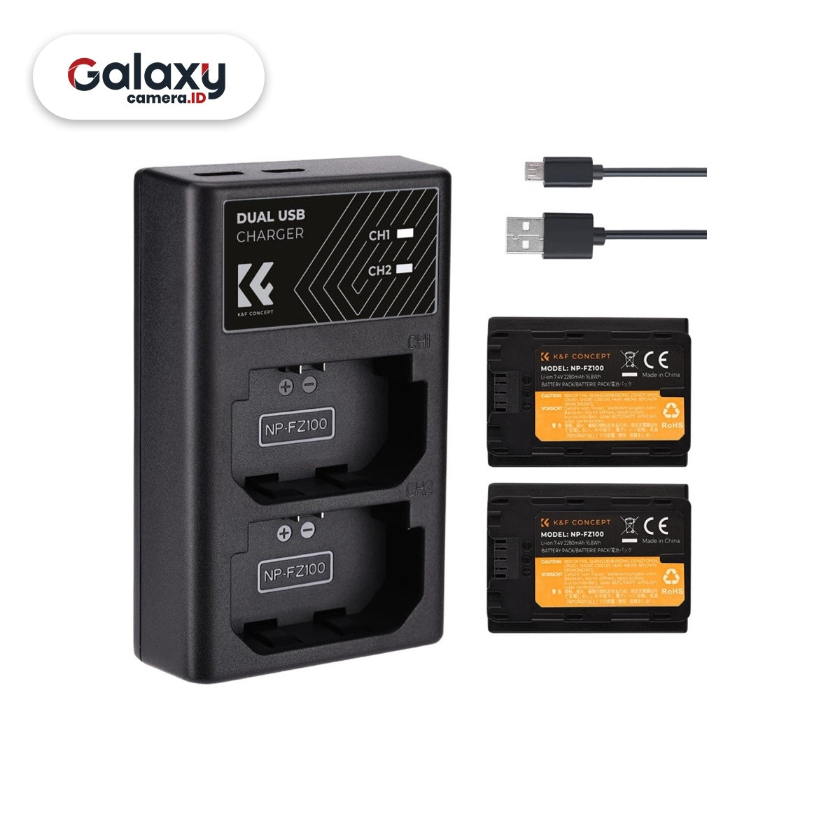 KNF K&F Concept 2PCS Battery NP-FZ100 + Dual Slot Charger (KF28.0016)