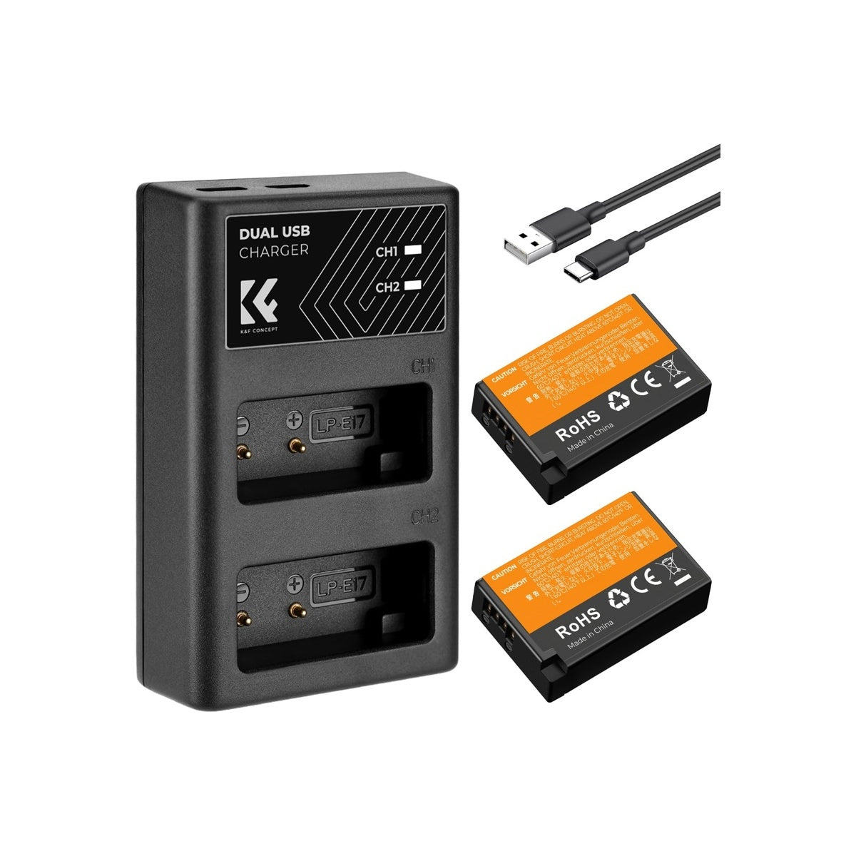 KNF K&F Concept 2PCS Battery LP-E17 + Dual Slot Charger (KF28.0014)