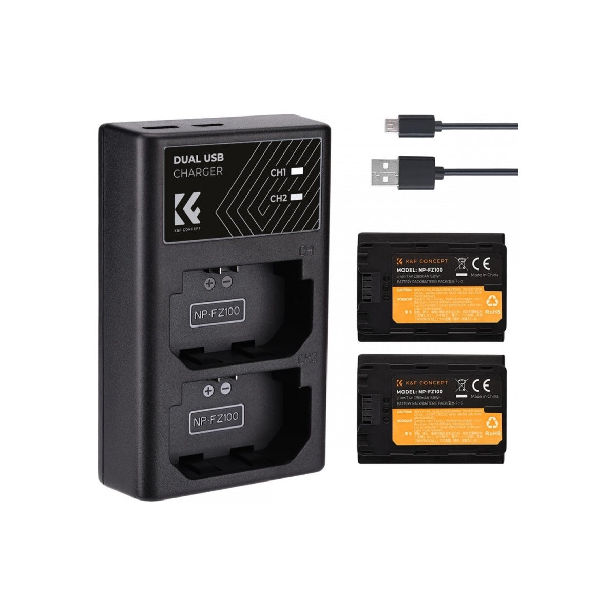 KNF K&F Concept 2PCS Battery NP-FZ100 + Dual Slot Charger (KF28.0016)