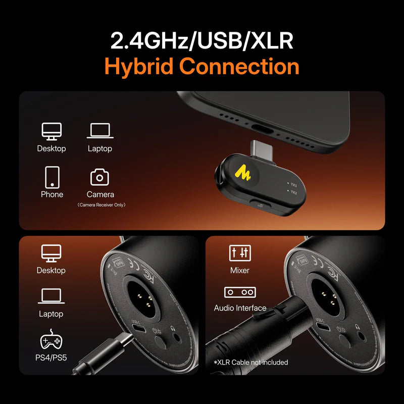 MAONO PD200W Hybrid Wireless Dynamic Microphone for Podcast Maono PD200 W Mic Studio PD200WT