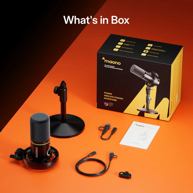 MAONO PD200W Hybrid Wireless Dynamic Microphone for Podcast Maono PD200 W Mic Studio PD200WT