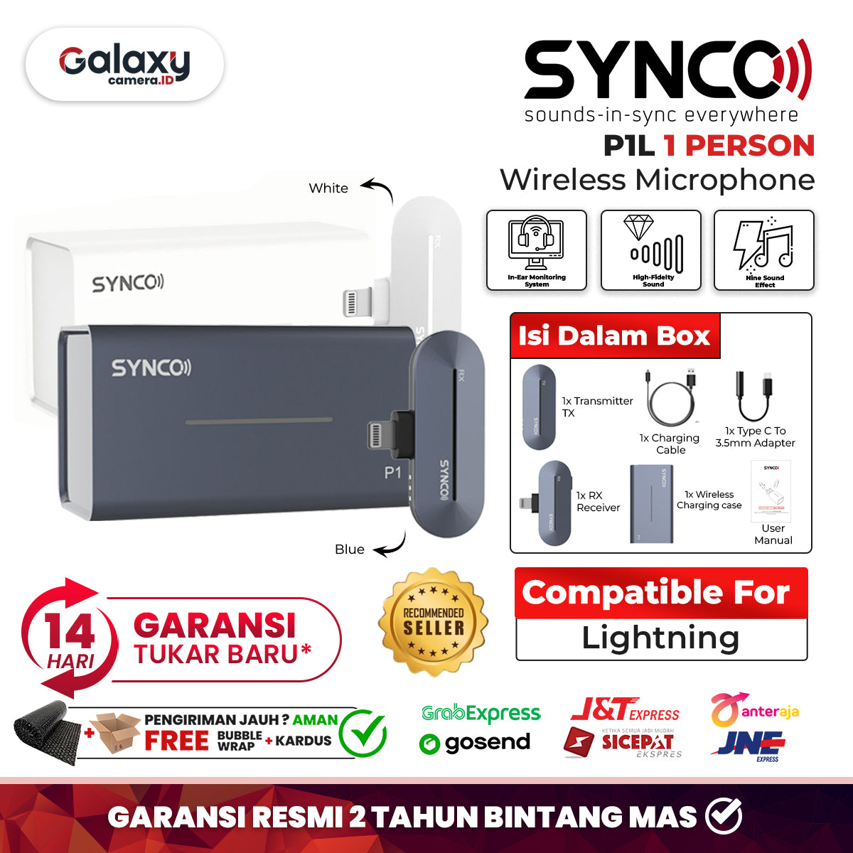 Synco P1L 1 Person Lightning Wireless Microphone Mic P1 L Single Resmi