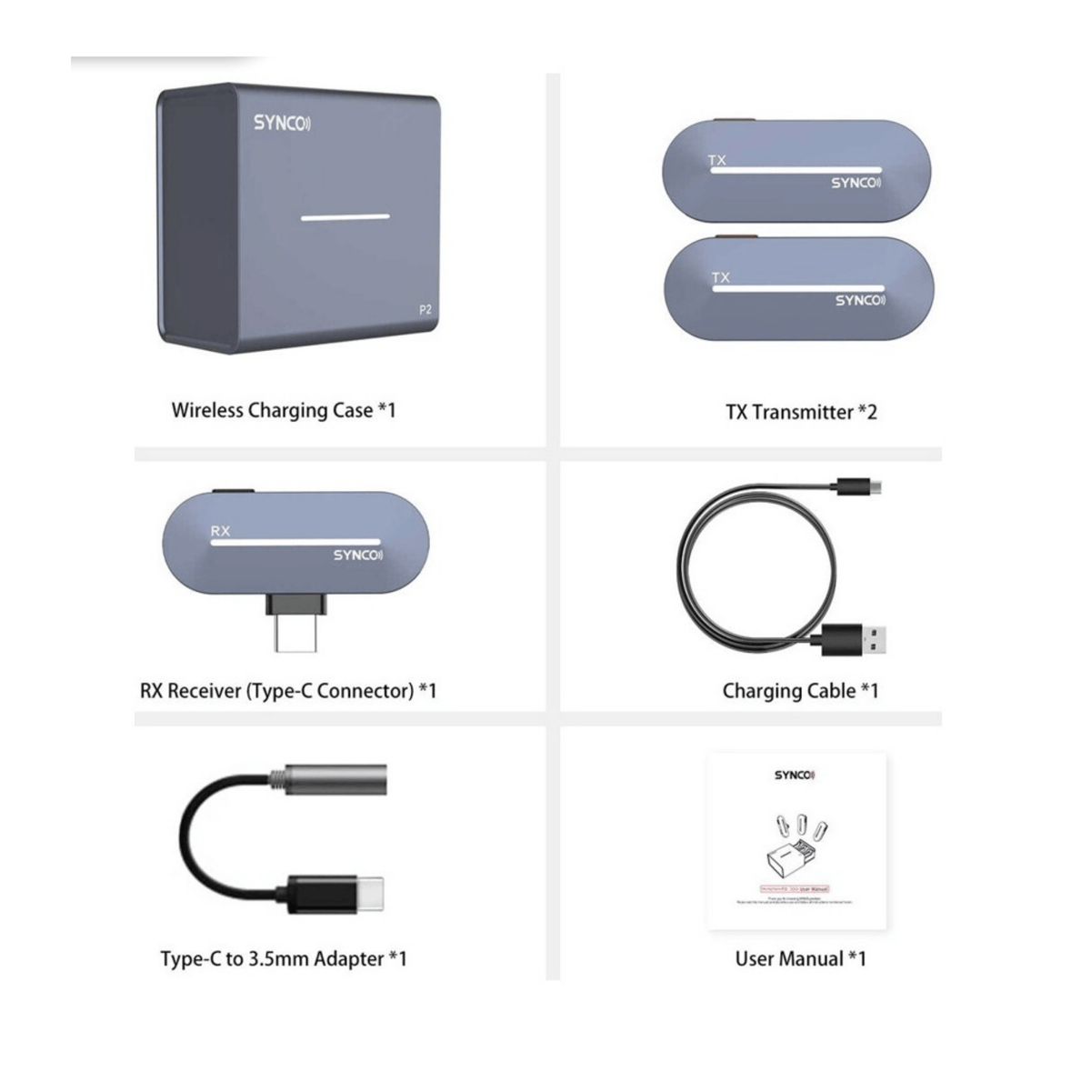 Synco P2T 2 Person Type C Wireless Microphone Mic P2 T Dual
