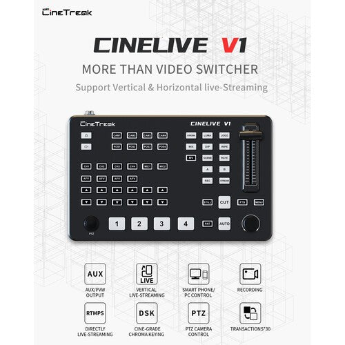 Cinetreak Cinelive V1 4 HDMI Video Switcher Mixer Livestreaming