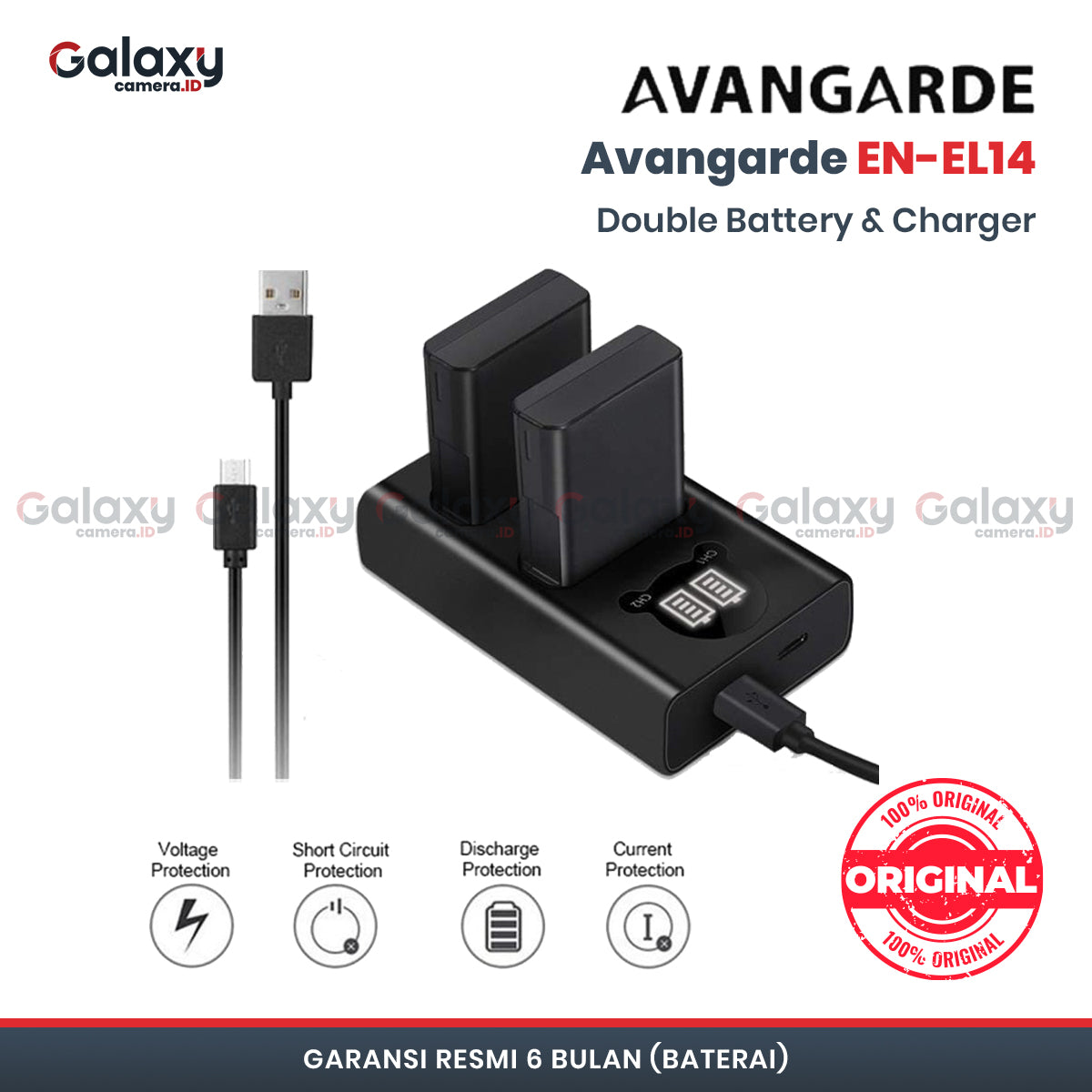 Avangarde Baterai Nikon ENEL14 Dual Charger