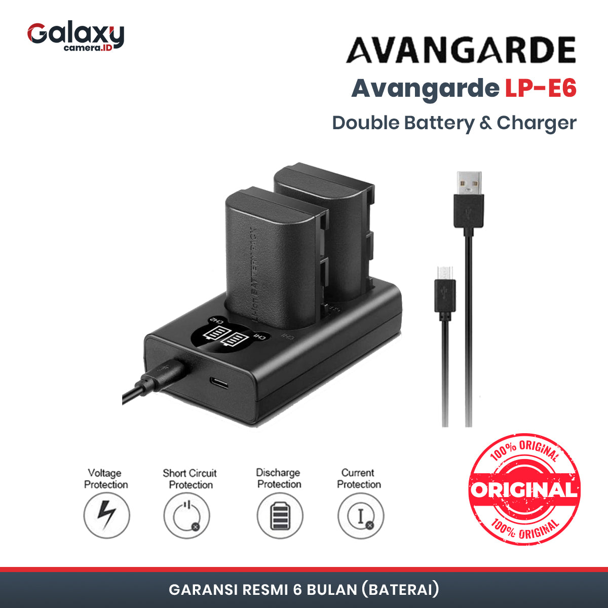 Avangarde Baterai Canon LPE6 Dual Charger