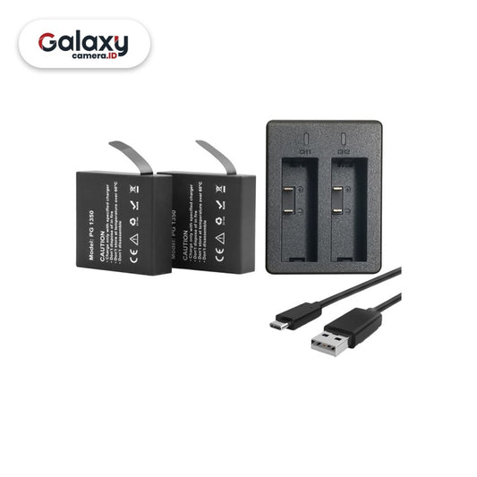 Akaso Battery Kit for Brave 7 2 Baterai + Dual Slot Charger Original