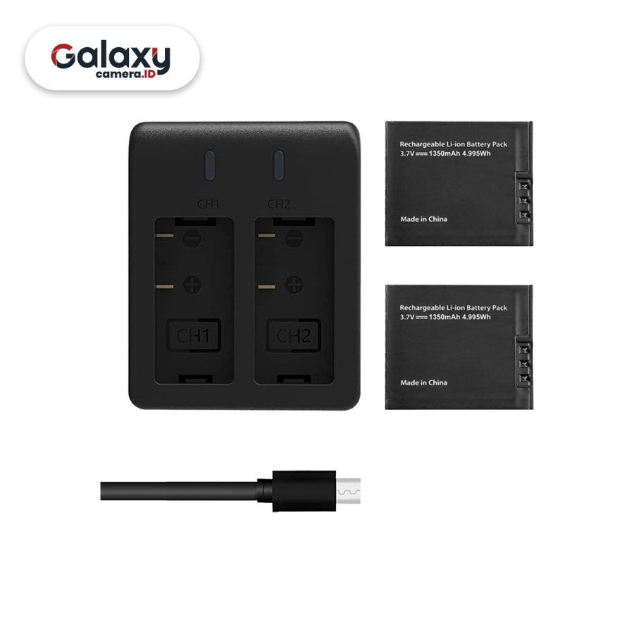 Akaso Battery Kit for Brave 7 LE 2 Baterai + Dual Slot Charger Ori